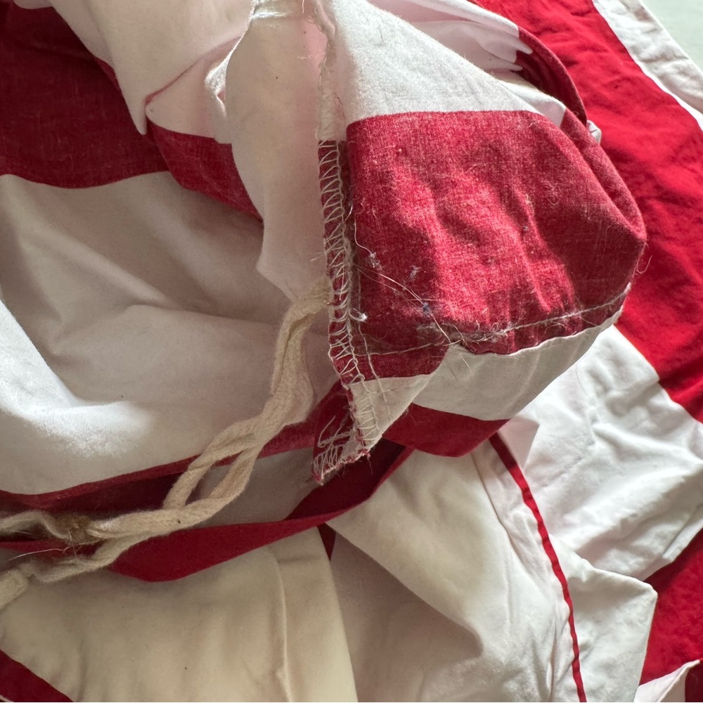 Red and White Rugby Striped Pottery Barn Twin Sized Duvet Cover - Picture 3 of 4